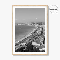 French Riviera Black and White Fine Art Photo Print, Castle Hill View, France Poster