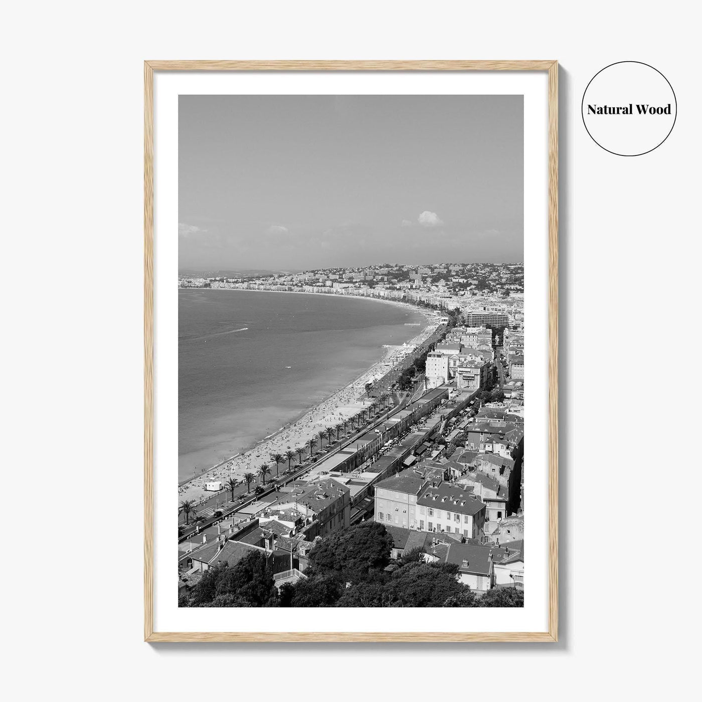 French Riviera Black and White Fine Art Photo Print, Castle Hill View, France Poster