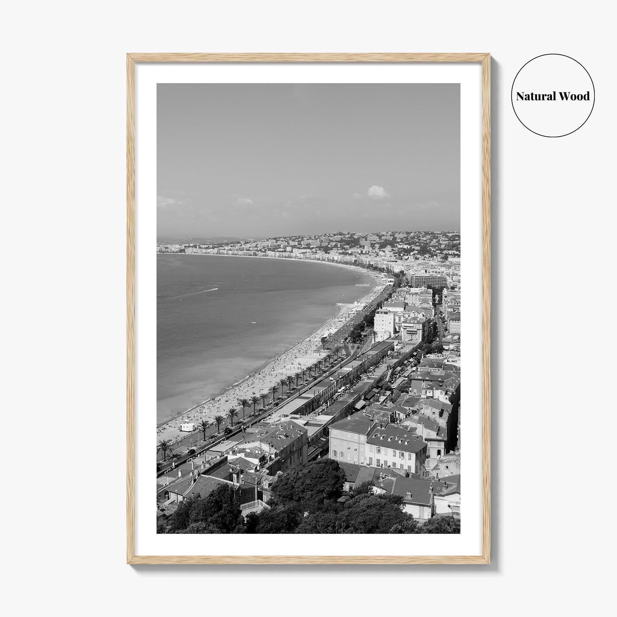 French Riviera Black and White Fine Art Photo Print, Castle Hill View, France Poster