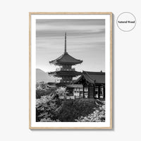 Kyoto Black and White Fine Art Photo Print, Kiyomizu-dera Sakura Cherry Blossom Japan Poster
