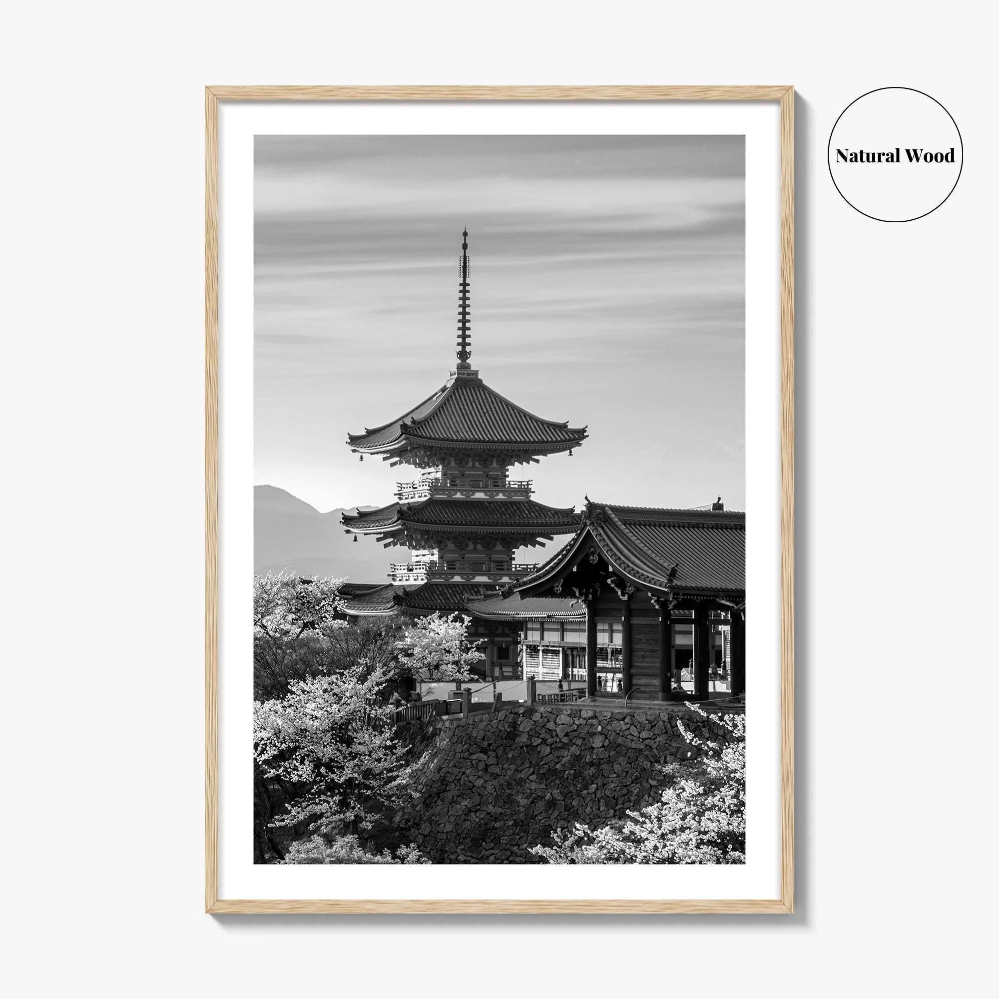 Kyoto Black and White Fine Art Photo Print, Kiyomizu-dera Sakura Cherry Blossom Japan Poster