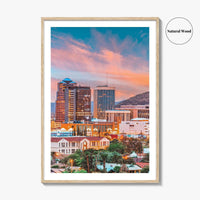 Tucson Skyline Fine Art Photo Print, Arizona, Downtown, Sentinel Peak A Mountain, Wall Decor