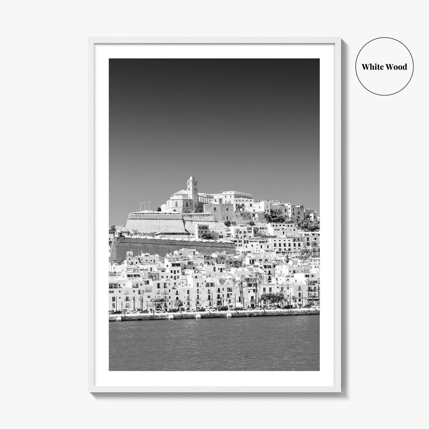 Ibiza Skyline Black and White Fine Art Photo Print, Balearic Islands Spain Poster