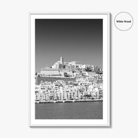 Ibiza Skyline Black and White Fine Art Photo Print, Balearic Islands Spain Poster
