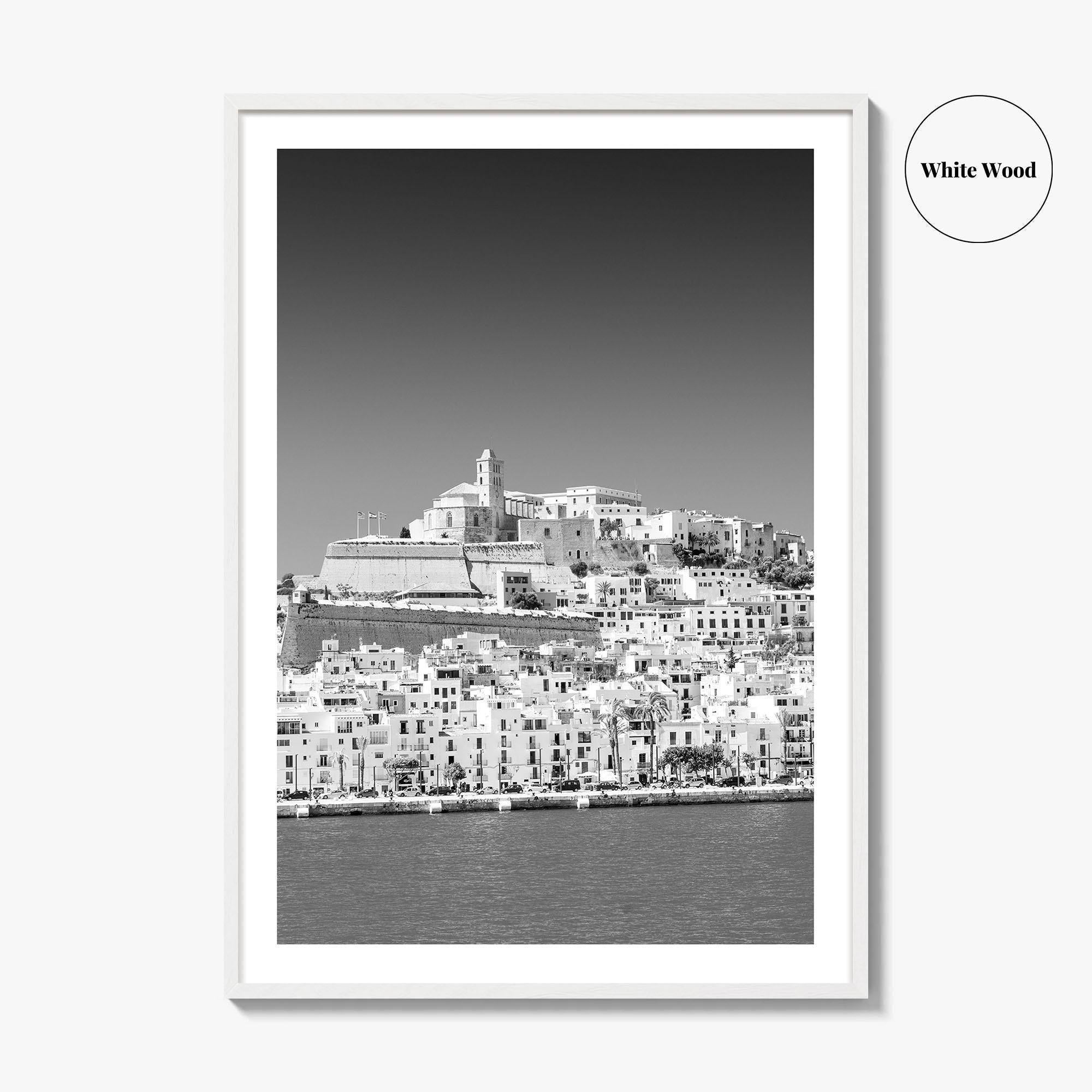 Ibiza Skyline Black and White Fine Art Photo Print, Balearic Islands Spain Poster