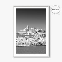 Ibiza Skyline Black and White Fine Art Photo Print, Balearic Islands Spain Poster