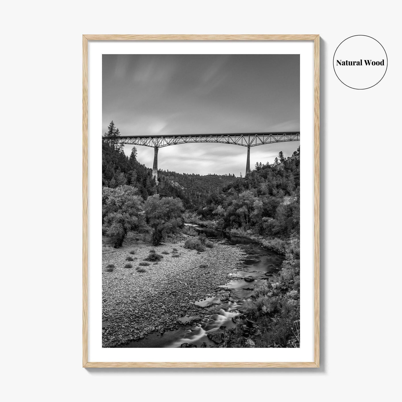 Auburn Black and White Fine Art Photo Print, Foresthill Bridge, Placer County Poster