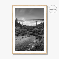 Auburn Black and White Fine Art Photo Print, Foresthill Bridge, Placer County Poster