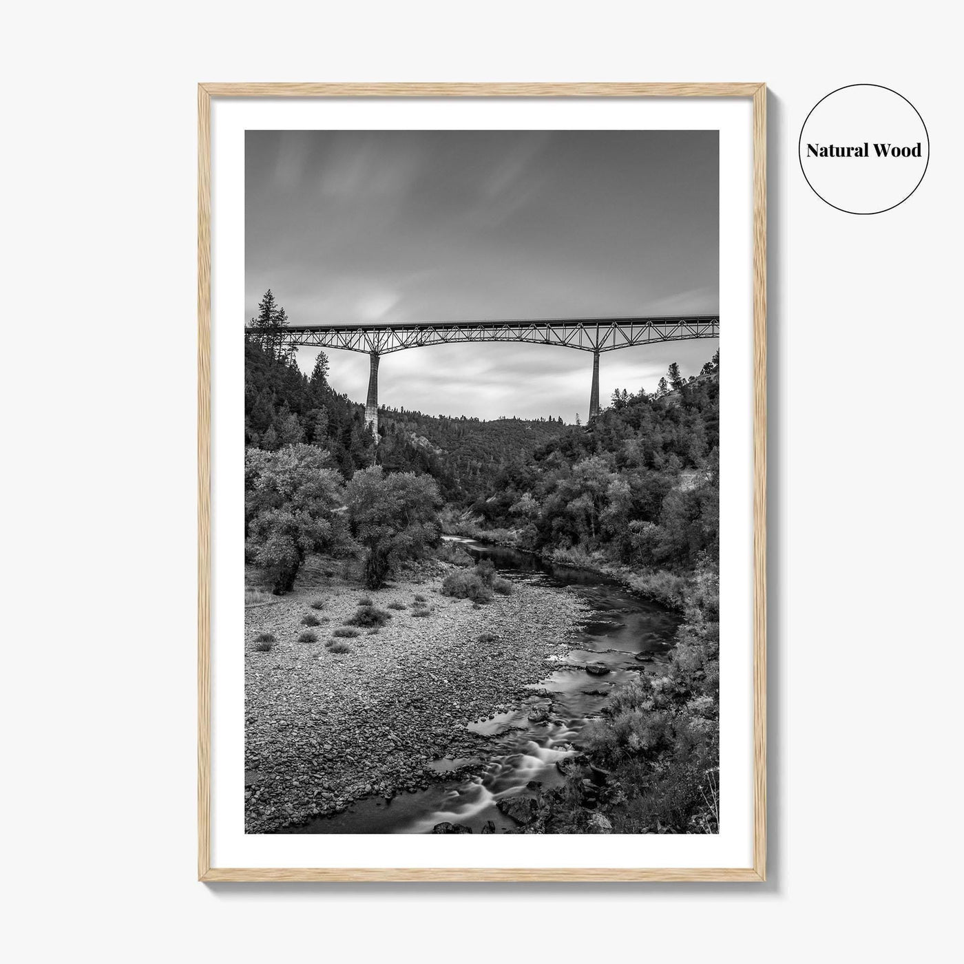 Auburn Black and White Fine Art Photo Print, Foresthill Bridge, Placer County Poster