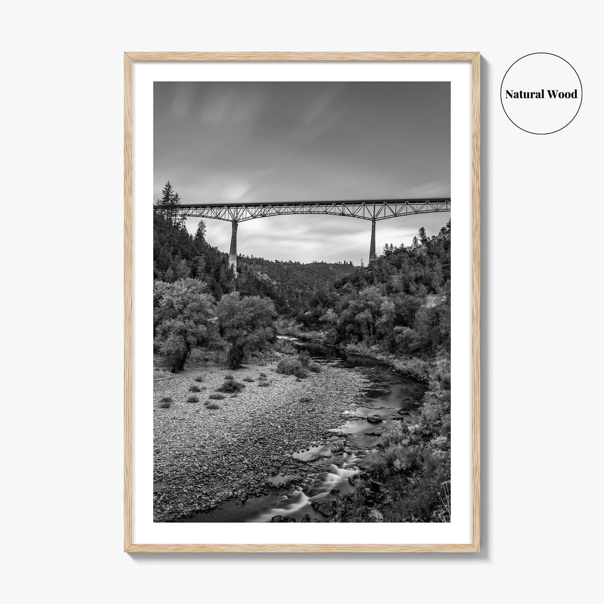 Auburn Black and White Fine Art Photo Print, Foresthill Bridge, Placer County Poster