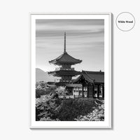 Kyoto Black and White Fine Art Photo Print, Kiyomizu-dera Sakura Cherry Blossom Japan Poster