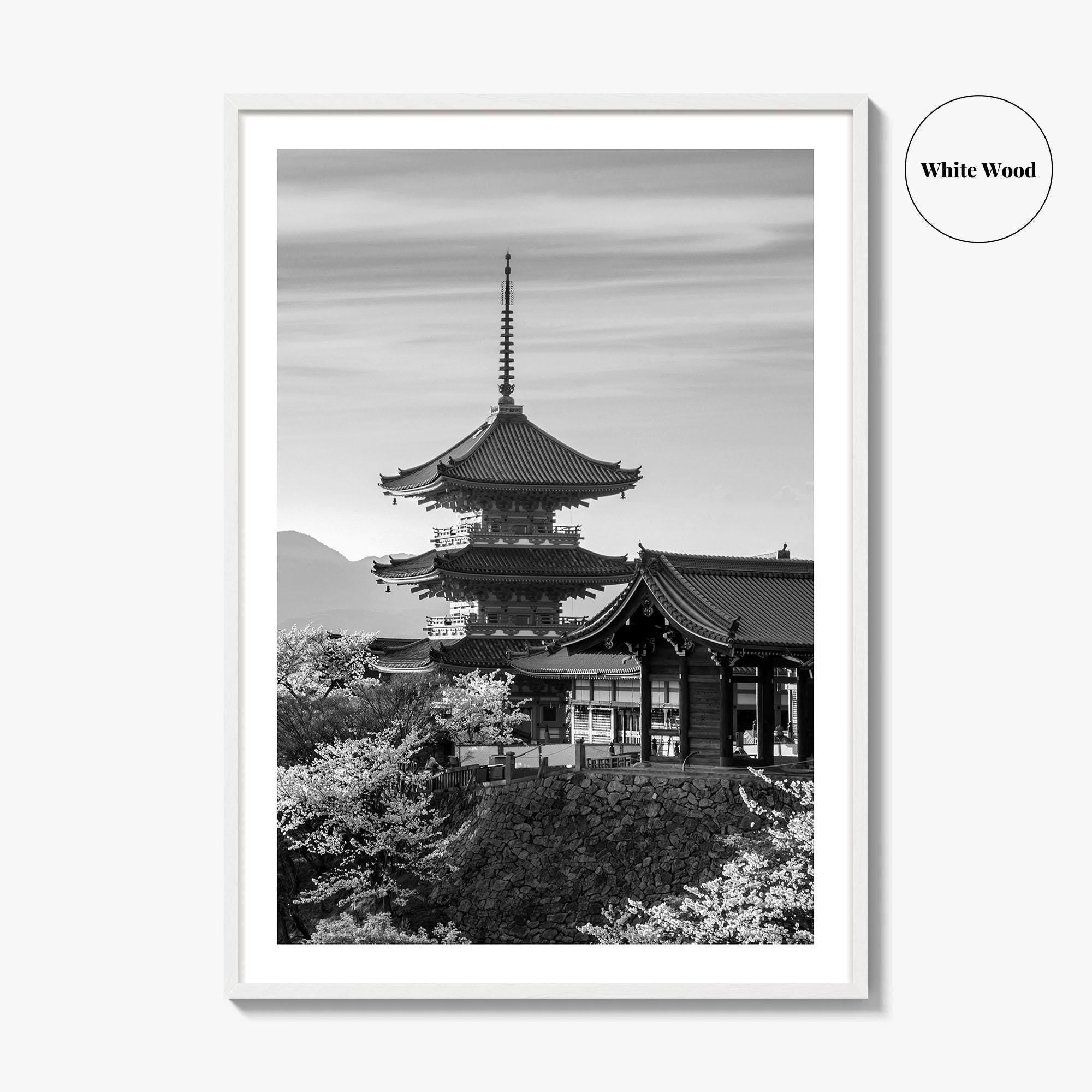 Kyoto Black and White Fine Art Photo Print, Kiyomizu-dera Sakura Cherry Blossom Japan Poster