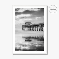 Cocoa Beach Black and White Fine Art Photo Print, Pier Florida Space Coast Poster