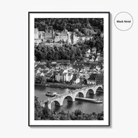Heidelberg Black and White Fine Art Photo Print, Germany, Carl Theodor Bridge, Castle