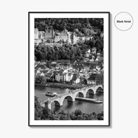 Heidelberg Black and White Fine Art Photo Print, Germany, Carl Theodor Bridge, Castle