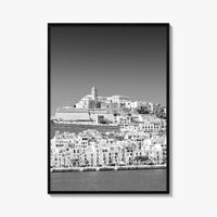 Ibiza Skyline Black and White Fine Art Photo Print, Balearic Islands Spain Poster