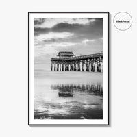 Cocoa Beach Black and White Fine Art Photo Print, Pier Florida Space Coast Poster