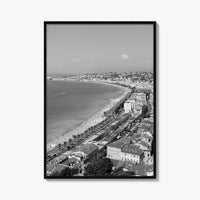 French Riviera Black and White Fine Art Photo Print, Castle Hill View, France Poster