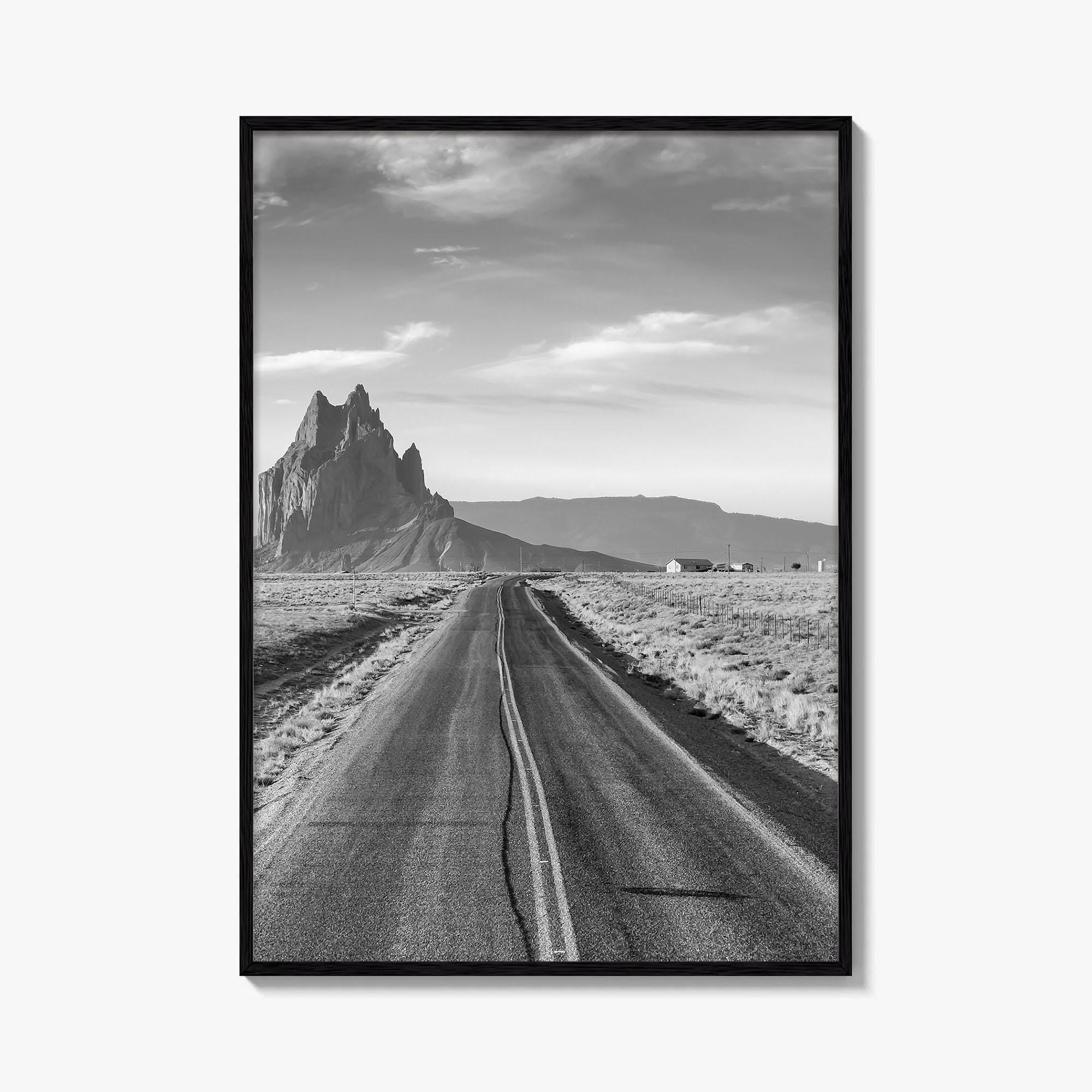 Shiprock New Mexico Black and White Fine Art Photo Print, Navajo Nation Poster USA