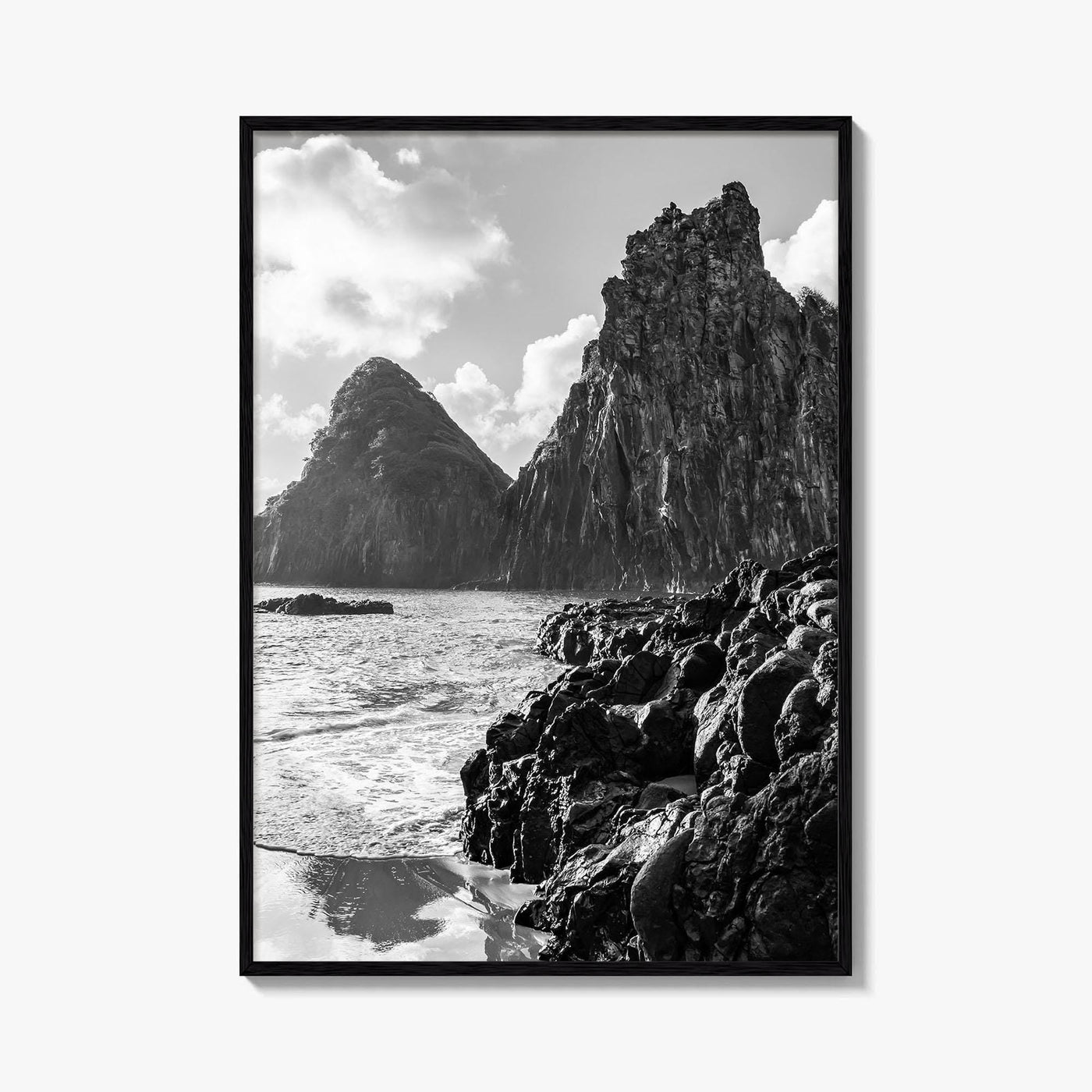 Fernando de Noronha Black and White Fine Art Photo Print, Dois Irmaos Brazil Poster