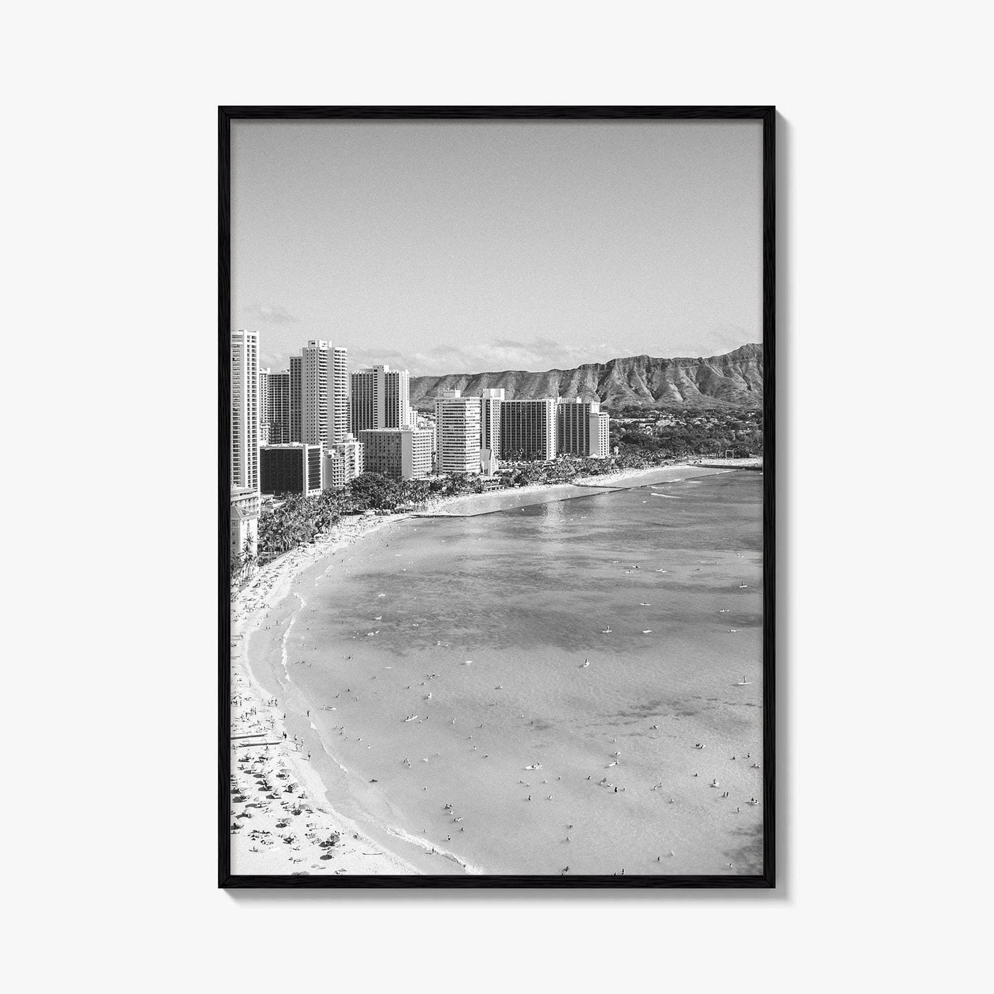 Honolulu Black and White Fine Art Photo Print, Diamond Head, Oahu Hawaii, USA