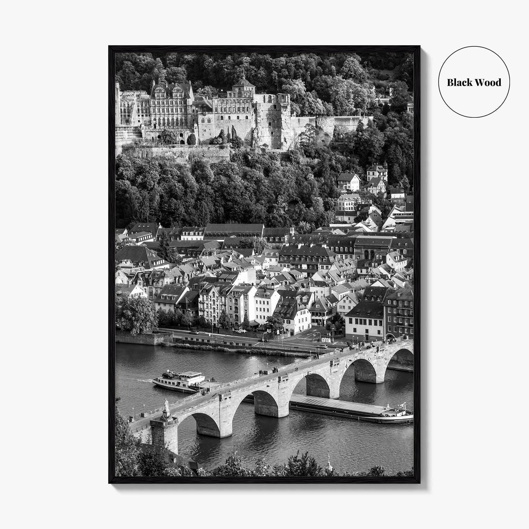 Heidelberg Black and White Fine Art Photo Print, Germany, Carl Theodor Bridge, Castle