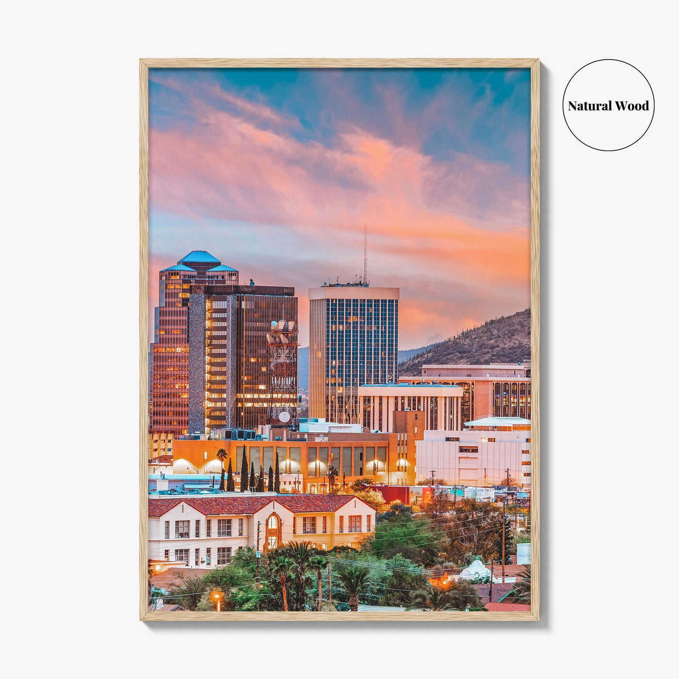 Tucson Skyline Fine Art Photo Print, Arizona, Downtown, Sentinel Peak A Mountain, Wall Decor
