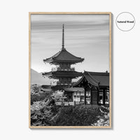 Kyoto Black and White Fine Art Photo Print, Kiyomizu-dera Sakura Cherry Blossom Japan Poster