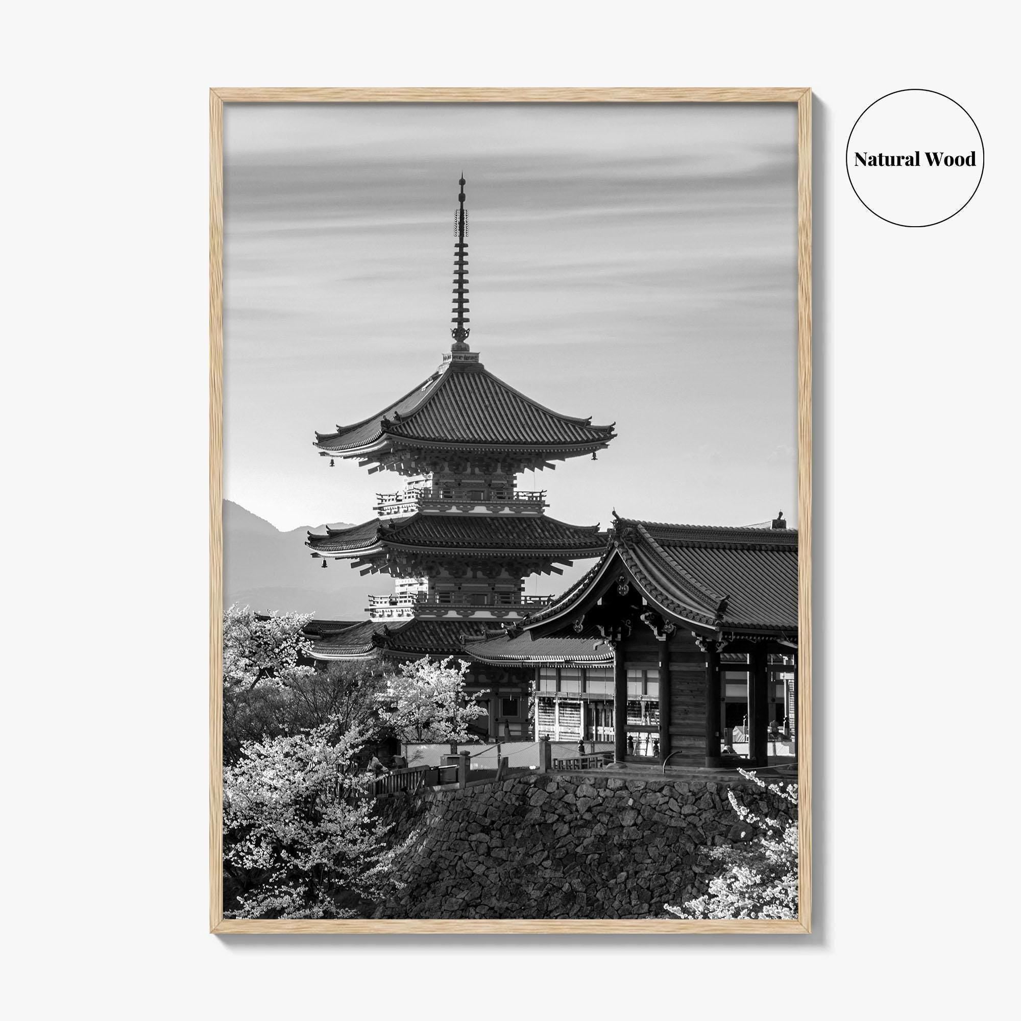 Kyoto Black and White Fine Art Photo Print, Kiyomizu-dera Sakura Cherry Blossom Japan Poster