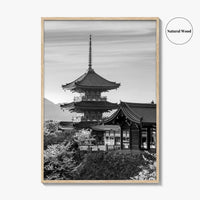 Kyoto Black and White Fine Art Photo Print, Kiyomizu-dera Sakura Cherry Blossom Japan Poster