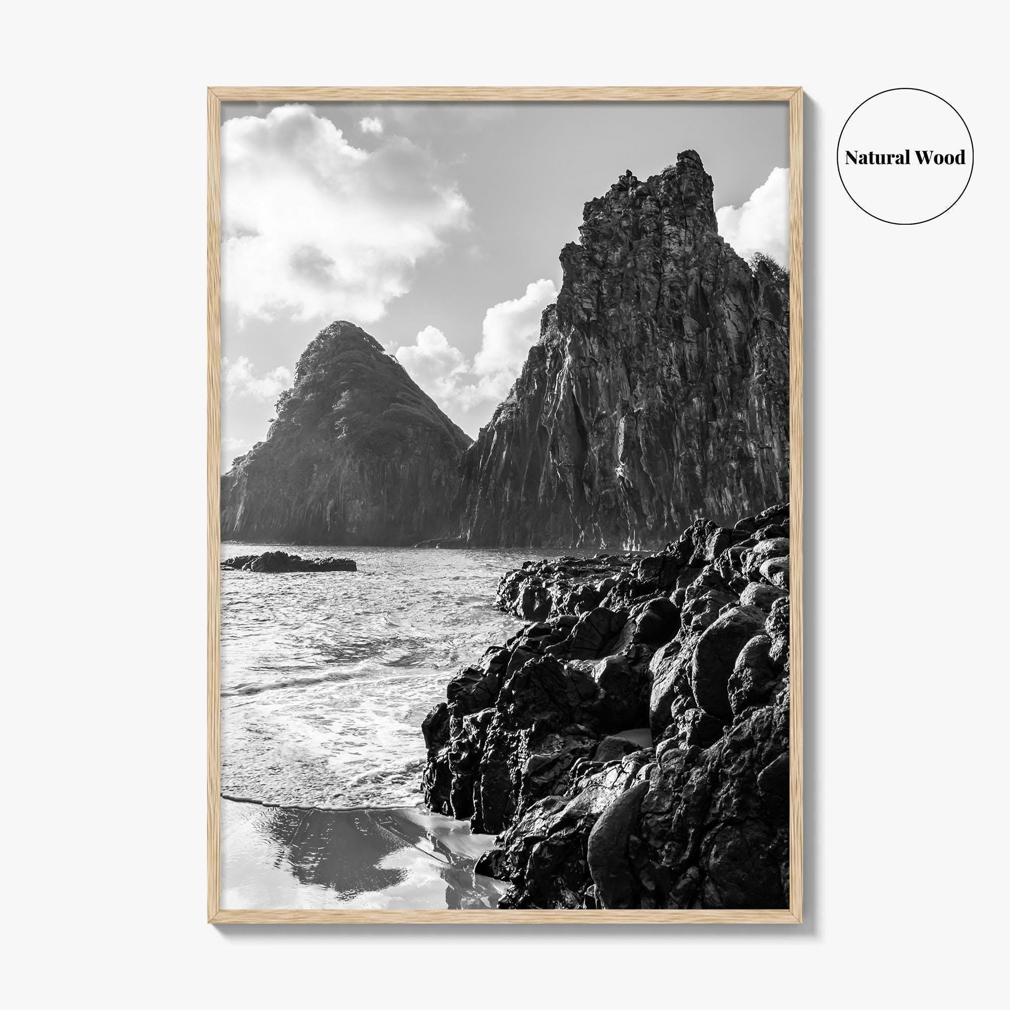 Fernando de Noronha Black and White Fine Art Photo Print, Dois Irmaos Brazil Poster