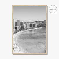 Honolulu Black and White Fine Art Photo Print, Diamond Head, Oahu Hawaii, USA