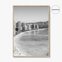 Honolulu Black and White Fine Art Photo Print, Diamond Head, Oahu Hawaii, USA