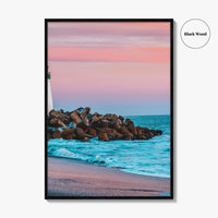 Santa Cruz Fine Art Photo Print, Breakwater Walton Lighthouse, California USA, Wall Decor Poster