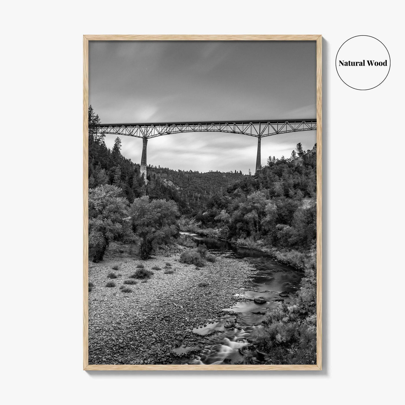 Auburn Black and White Fine Art Photo Print, Foresthill Bridge, Placer County Poster