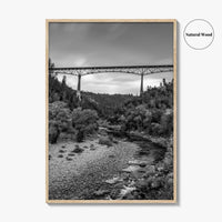 Auburn Black and White Fine Art Photo Print, Foresthill Bridge, Placer County Poster