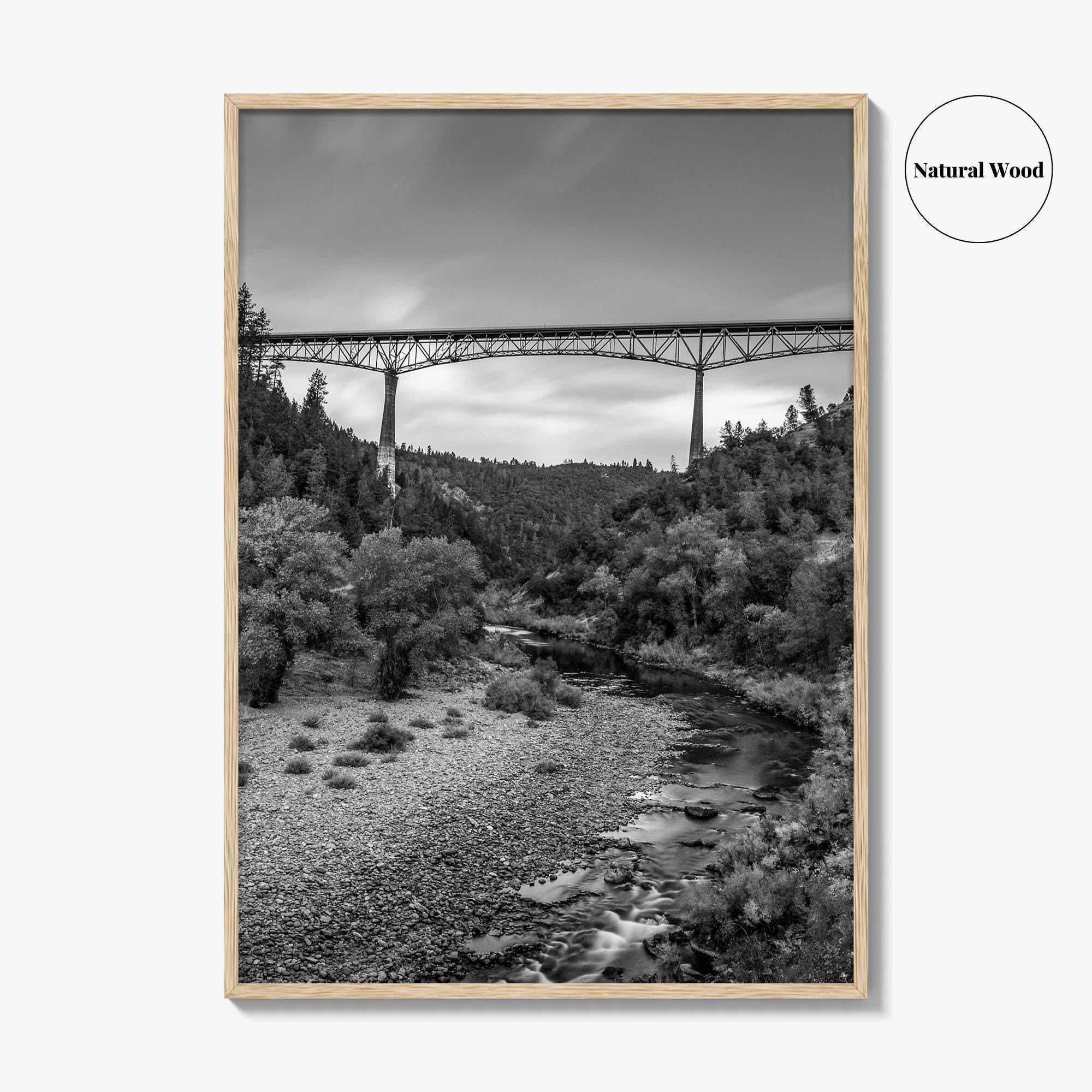 Auburn Black and White Fine Art Photo Print, Foresthill Bridge, Placer County Poster