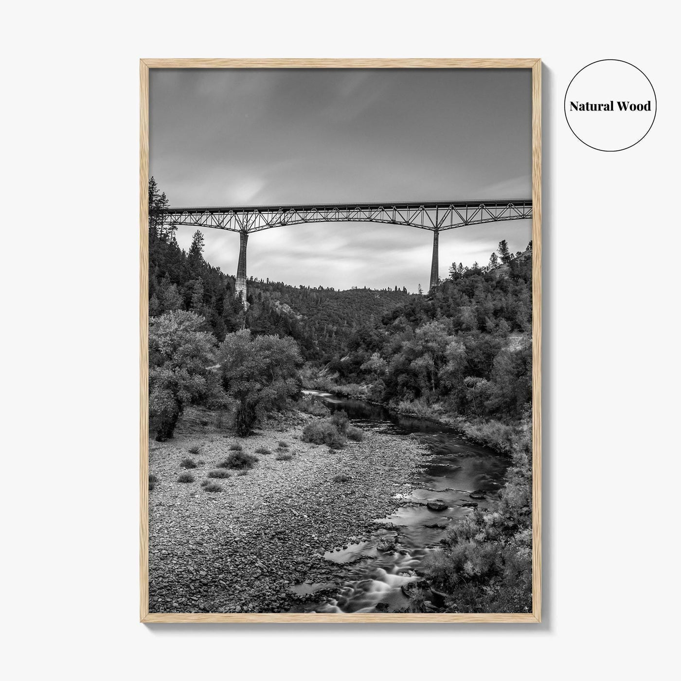 Auburn Black and White Fine Art Photo Print, Foresthill Bridge, Placer County Poster