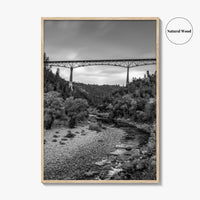 Auburn Black and White Fine Art Photo Print, Foresthill Bridge, Placer County Poster