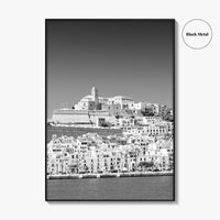 Ibiza Skyline Black and White Fine Art Photo Print, Balearic Islands Spain Poster