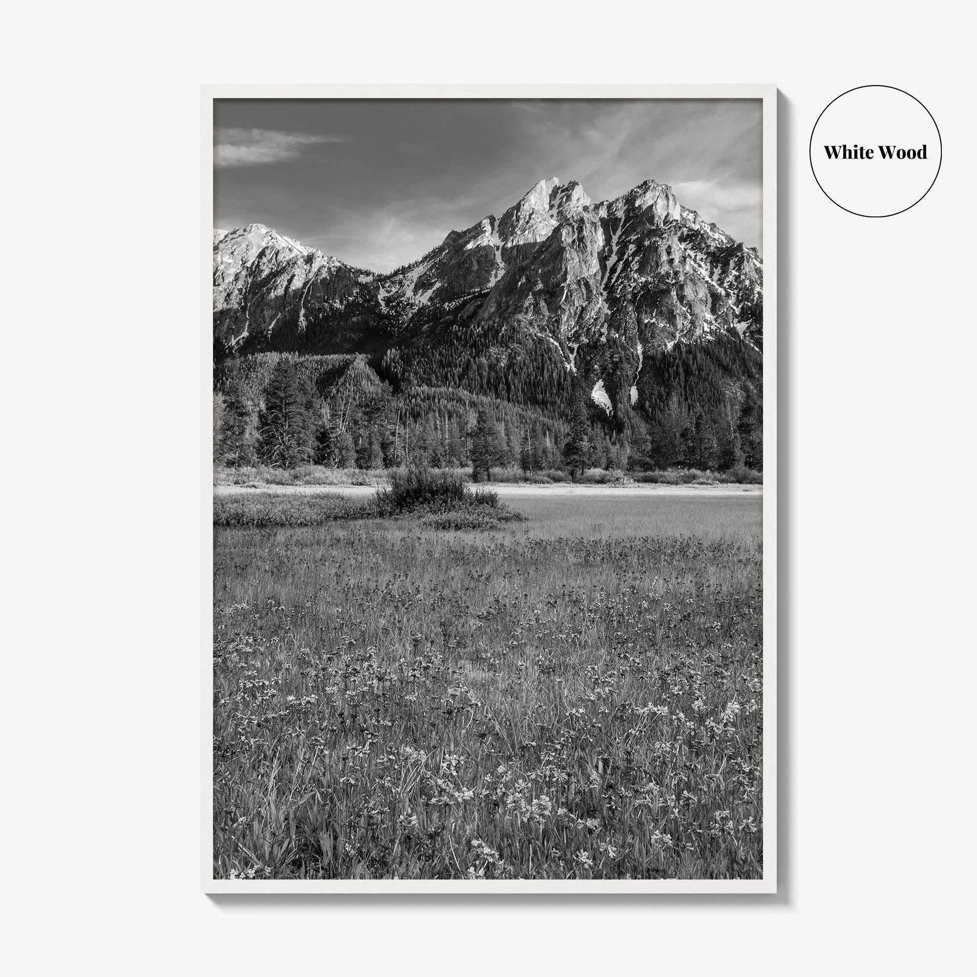 Idaho Black and White Fine Art Photo Print, McGown Peak Sawtooth Mountains USA Poster