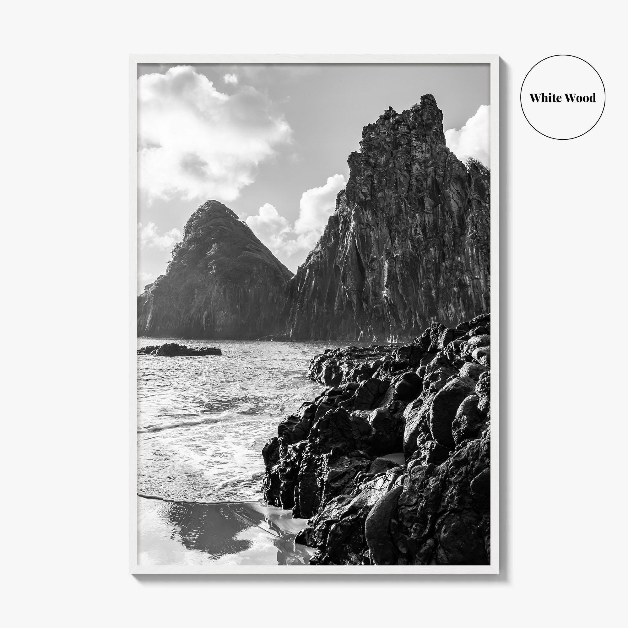Fernando de Noronha Black and White Fine Art Photo Print, Dois Irmaos Brazil Poster