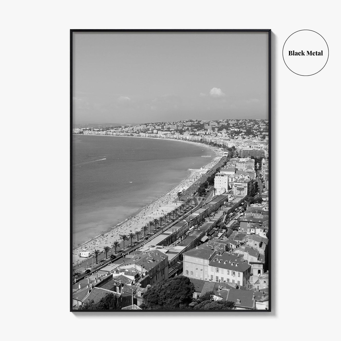 French Riviera Black and White Fine Art Photo Print, Castle Hill View, France Poster