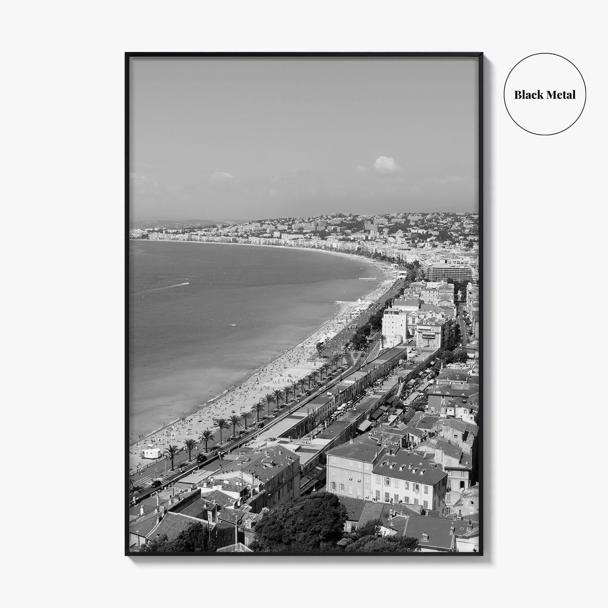 French Riviera Black and White Fine Art Photo Print, Castle Hill View, France Poster