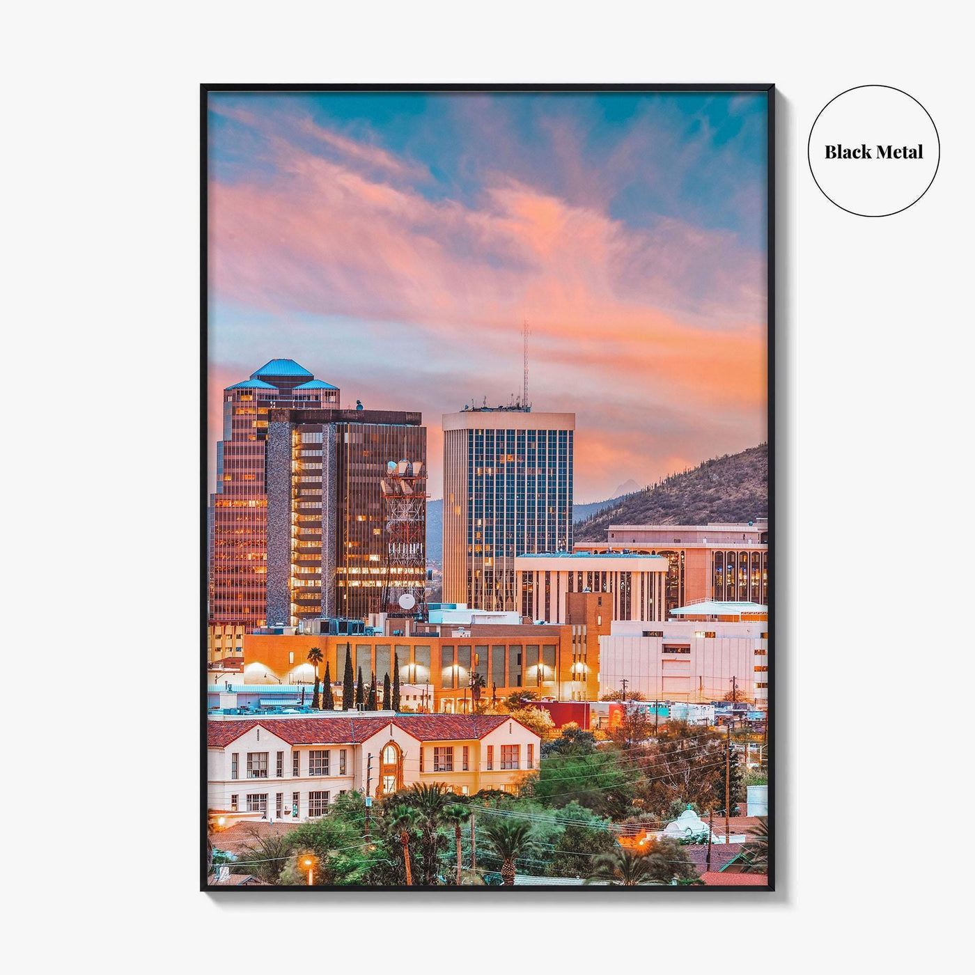 Tucson Skyline Fine Art Photo Print, Arizona, Downtown, Sentinel Peak A Mountain, Wall Decor