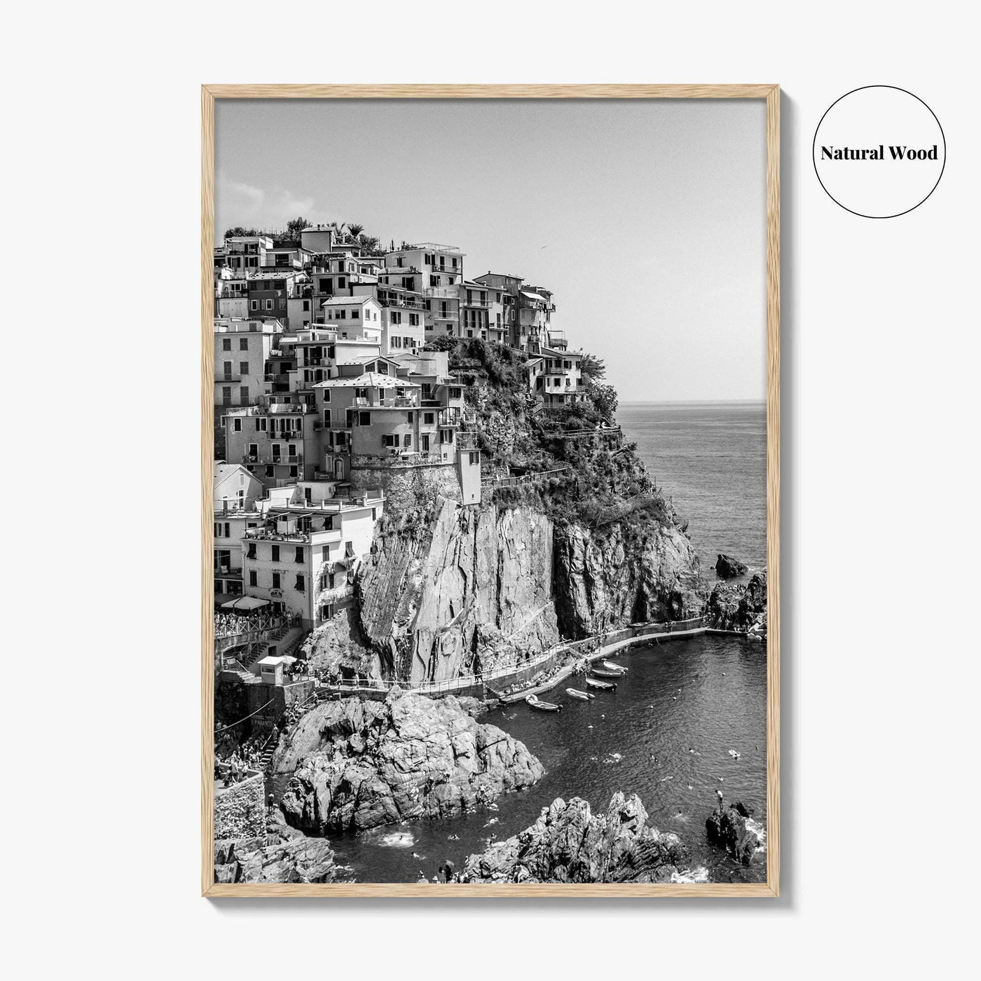 Manarola Black and White Fine Art Photo Print, Cinque Terre Italy Wall Decor Poster
