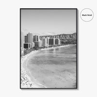 Honolulu Black and White Fine Art Photo Print, Diamond Head, Oahu Hawaii, USA