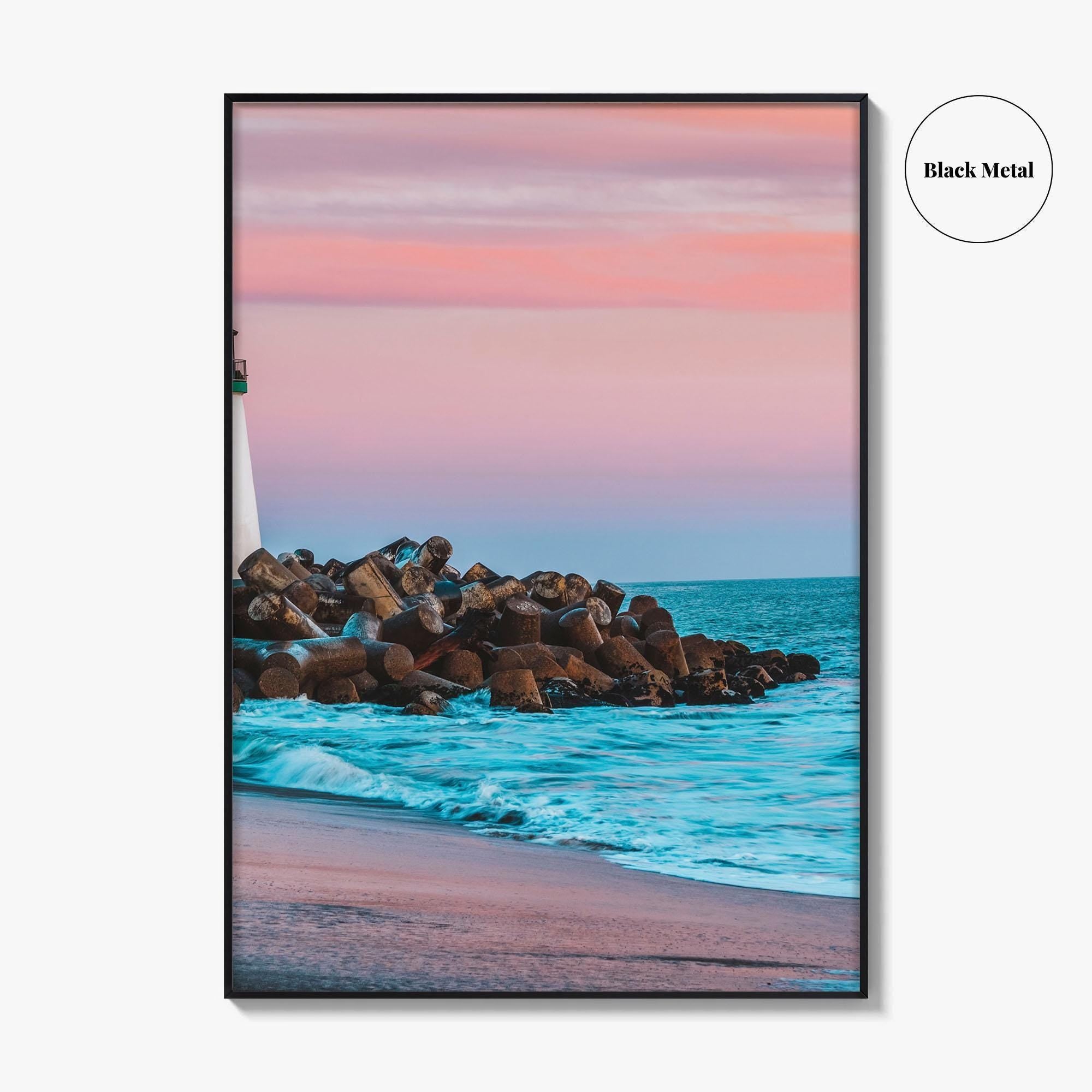 Santa Cruz Fine Art Photo Print, Breakwater Walton Lighthouse, California USA, Wall Decor Poster