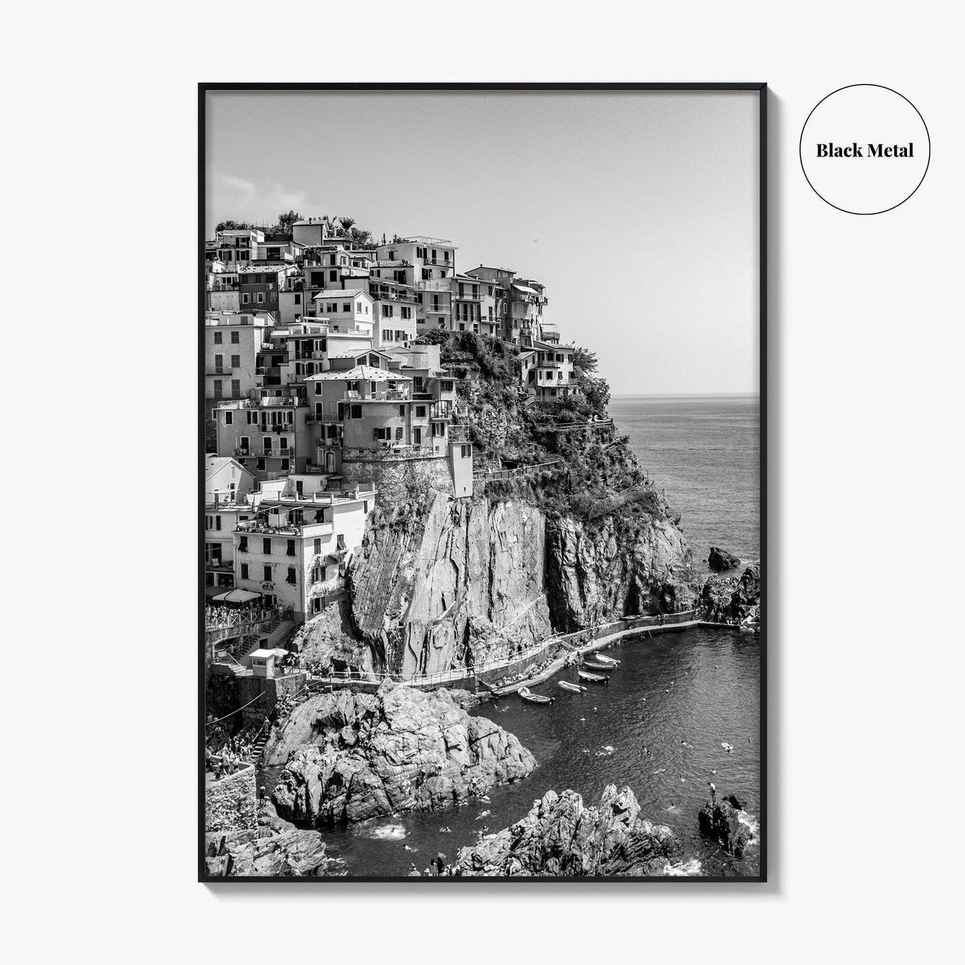 Manarola Black and White Fine Art Photo Print, Cinque Terre Italy Wall Decor Poster