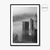 Hong Kong Skyline Black and White Fine Art Photo Print, Skyscraper, China Poster